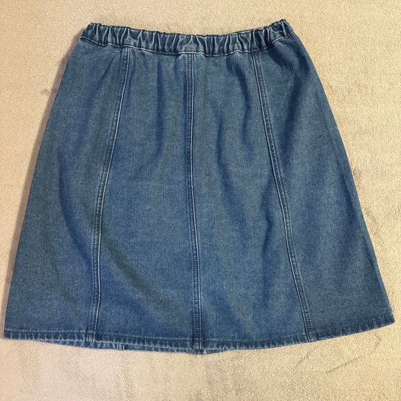 Denim A-Line Skirt Allegra K Small Button Pockets 90s Western Y2K Retro Boho - Picture 2 of 8